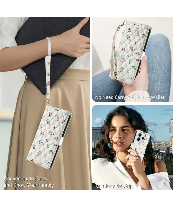 Housse Xiaomi Redmi Note 14 4G Matelassée et Fleurie