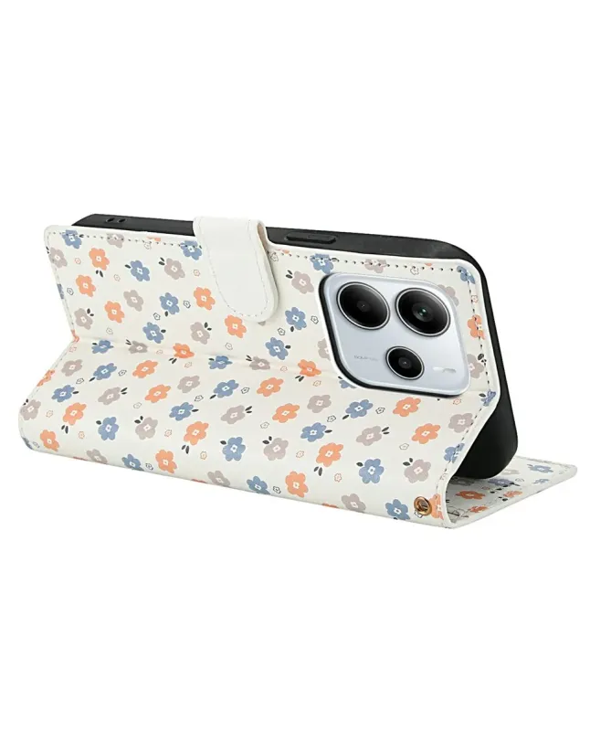 Housse Xiaomi Redmi Note 14 4G Matelassée et Petites Fleurs