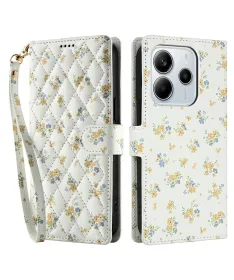 Housse Xiaomi Redmi Note 14 4G Matelassée et Fleurs Jaunes