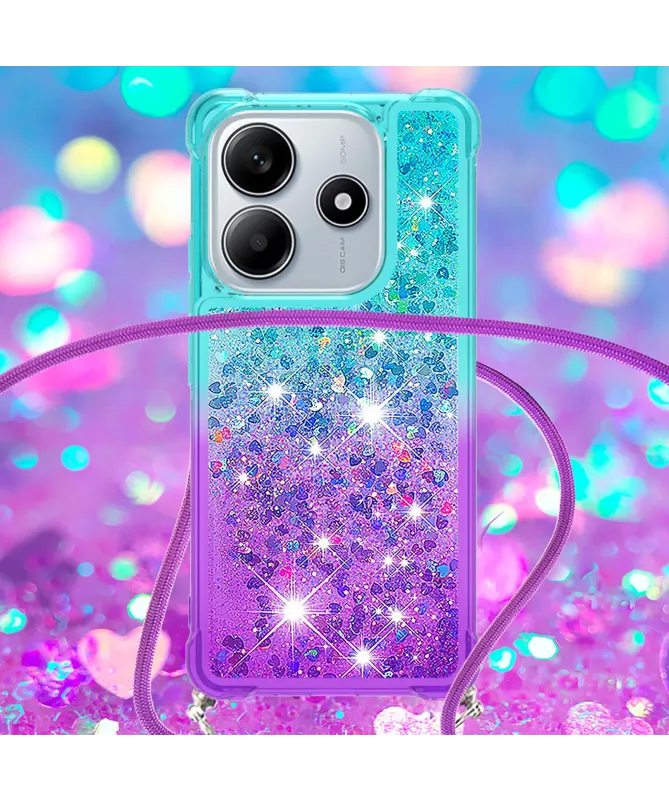 Coque Xiaomi Redmi Note 14 4G Paillettes et Cordon