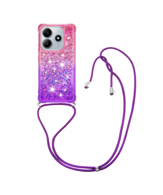 Coque Xiaomi Redmi Note 14 4G Paillettes et Cordon