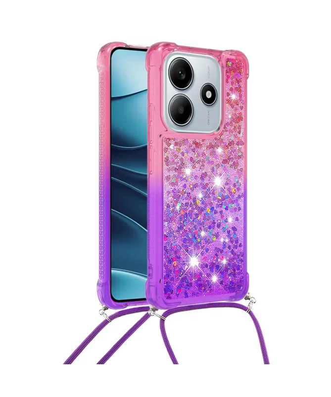 Coque Xiaomi Redmi Note 14 4G Paillettes et Cordon