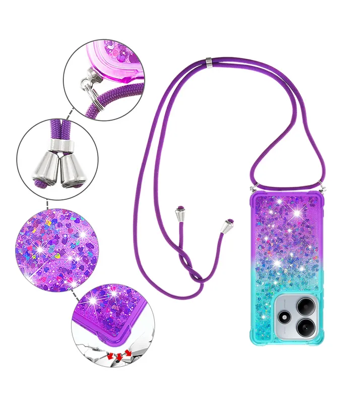 Coque Xiaomi Redmi Note 14 4G Paillettes et Cordon