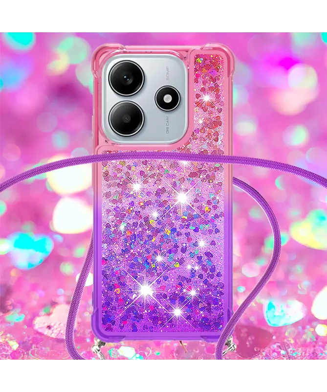 Coque Xiaomi Redmi Note 14 4G Paillettes et Cordon