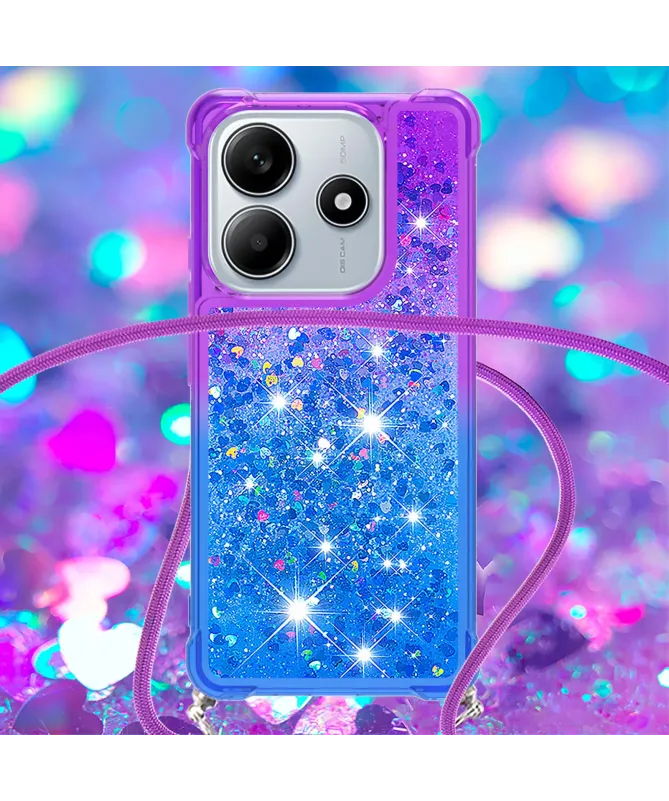 Coque Xiaomi Redmi Note 14 4G Paillettes et Cordon