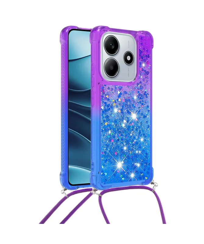 Coque Xiaomi Redmi Note 14 4G Paillettes et Cordon