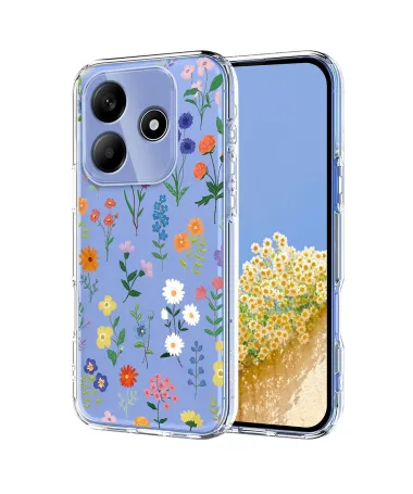 Coque Xiaomi Redmi Note 14 4G Transparente Anti-choc Fleurs des Champs
