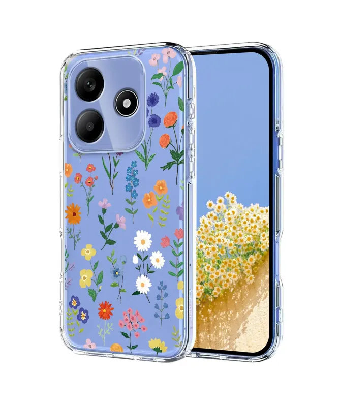 Coque Xiaomi Redmi Note 14 4G Transparente Anti-choc Fleurs des Champs