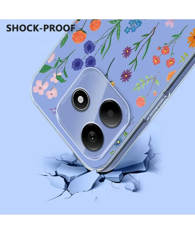 Coque Xiaomi Redmi Note 14 4G Transparente Anti-choc Fleurs des Champs