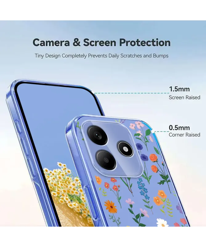 Coque Xiaomi Redmi Note 14 4G Transparente Anti-choc Fleurs des Champs
