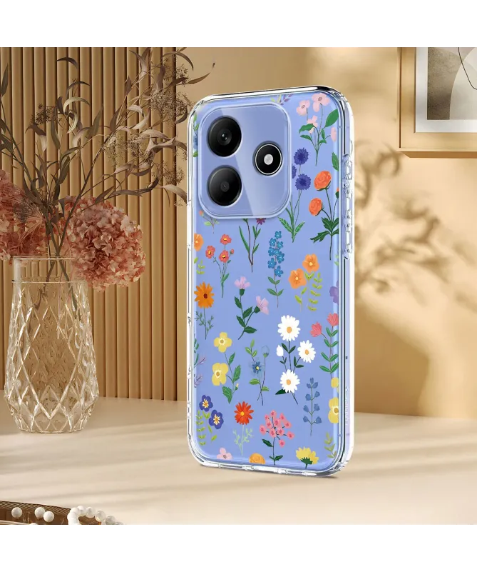 Coque Xiaomi Redmi Note 14 4G Transparente Anti-choc Fleurs des Champs