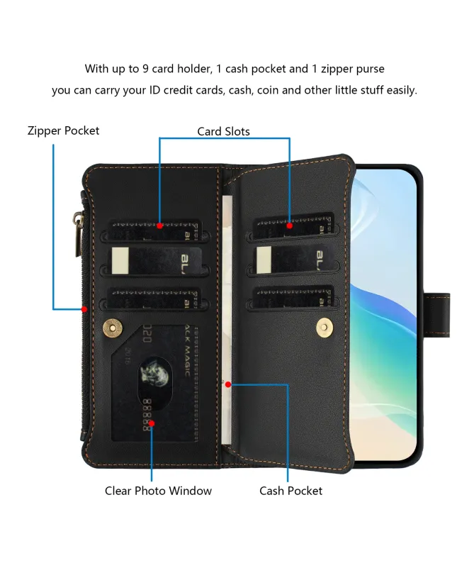 Housse Nothing Phone (3) Portefeuille 9 Cartes et Zip