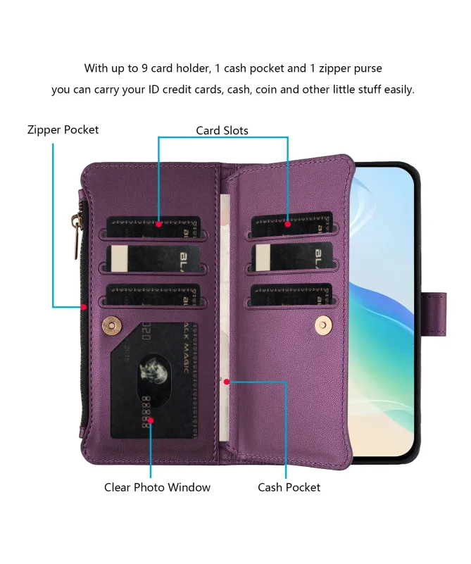 Housse Nothing Phone (3) Portefeuille 9 Cartes et Zip
