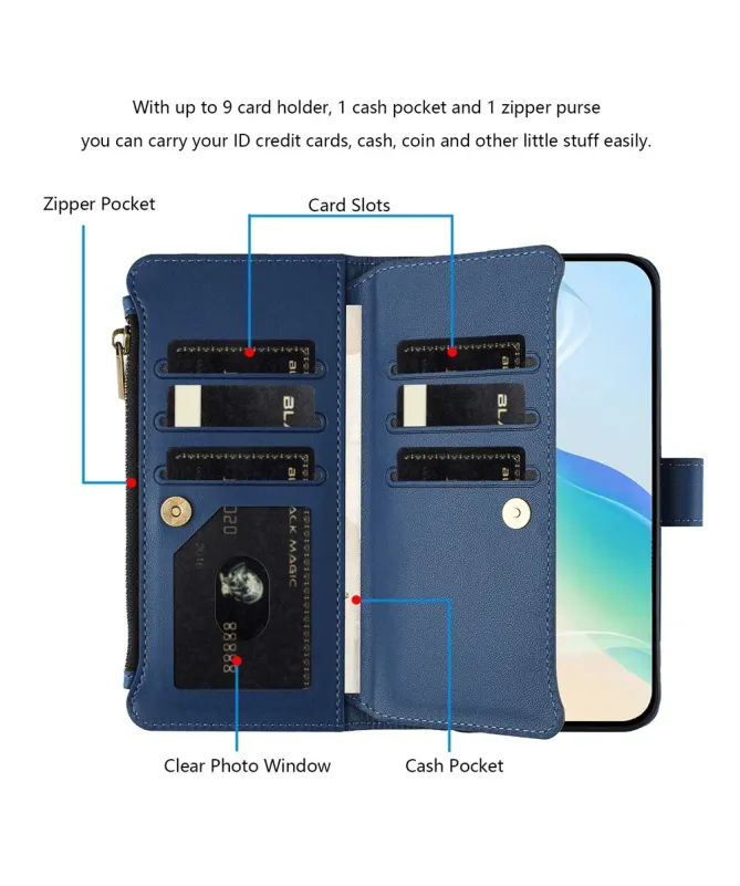 Housse Samsung Galaxy S24 / S25 Portefeuille 9 Cartes et Zip