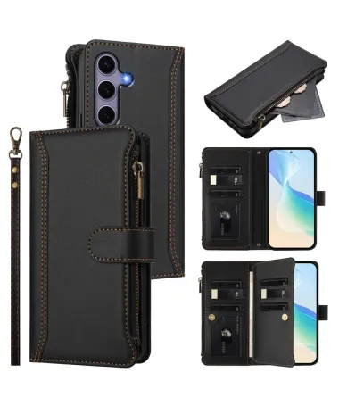 Housse Samsung Galaxy S24 / S25 Portefeuille 9 Cartes et Zip Noir - photo 8