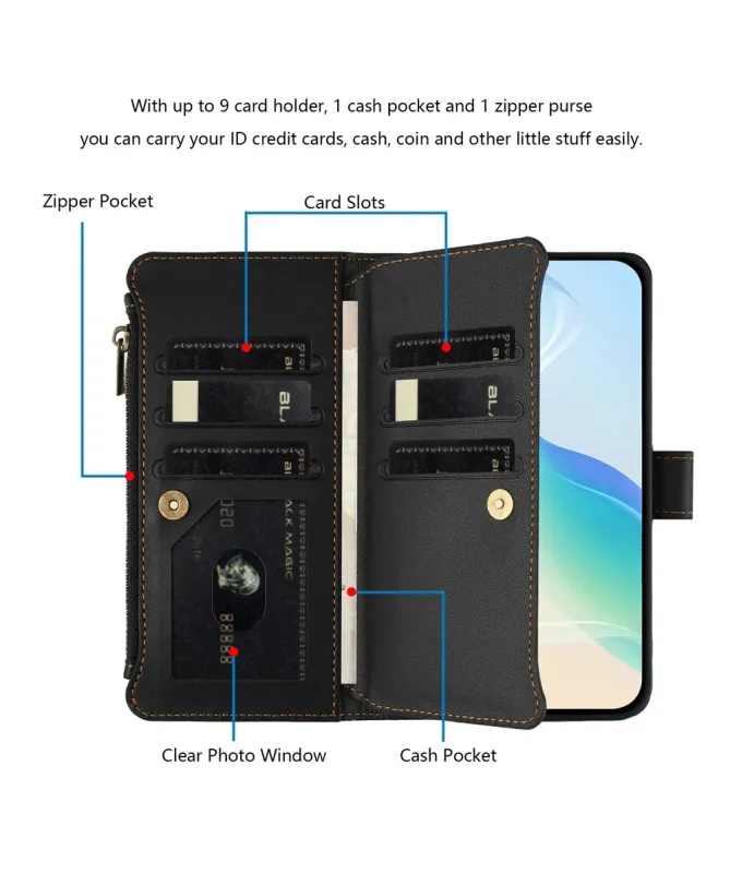 Housse Samsung Galaxy S24 / S25 Portefeuille 9 Cartes et Zip