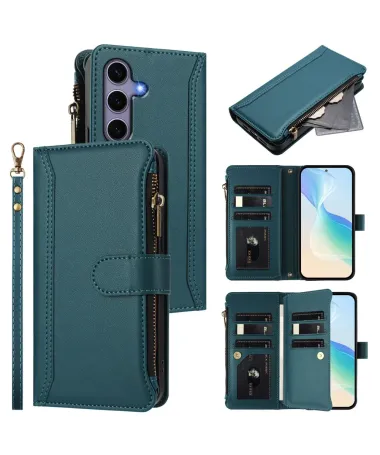 Housse Samsung Galaxy S24 / S25 Portefeuille 9 Cartes et Zip Vert foncé - photo 14