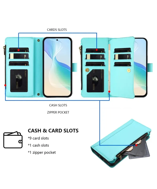 Housse Samsung Galaxy S24 / S25 Portefeuille 9 Cartes et Zip
