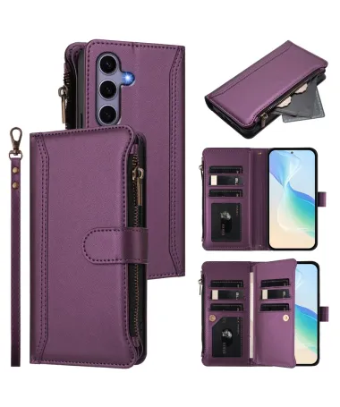 Housse Samsung Galaxy S24 / S25 Portefeuille 9 Cartes et Zip Vin Rouge - photo 32