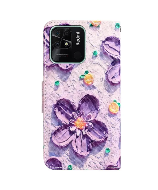 Housse Xiaomi Redmi 10C Fleurs Violettes en Relief
