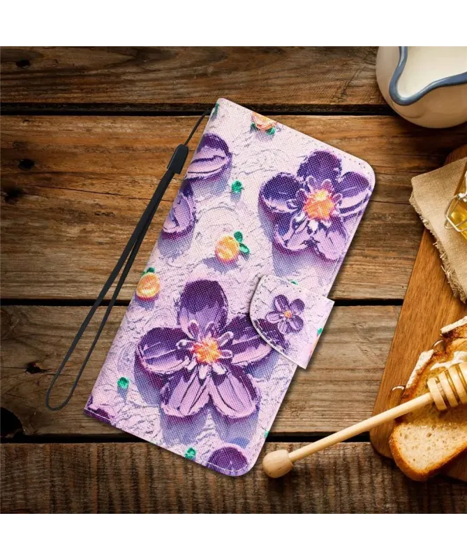 Housse Xiaomi Redmi 10C Fleurs Violettes en Relief