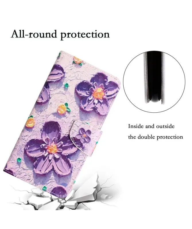 Housse Xiaomi Redmi 10C Fleurs Violettes en Relief