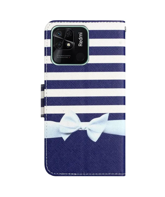 Housse Xiaomi Redmi 10C Rayures et Nœud Marin