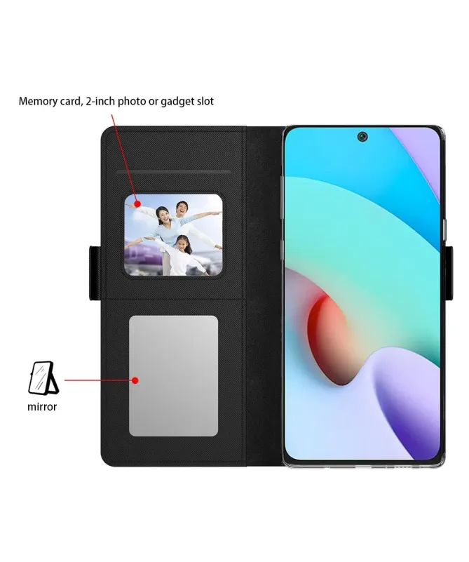 Housse Xiaomi Redmi 10C Flip premium porte cartes avec miroir