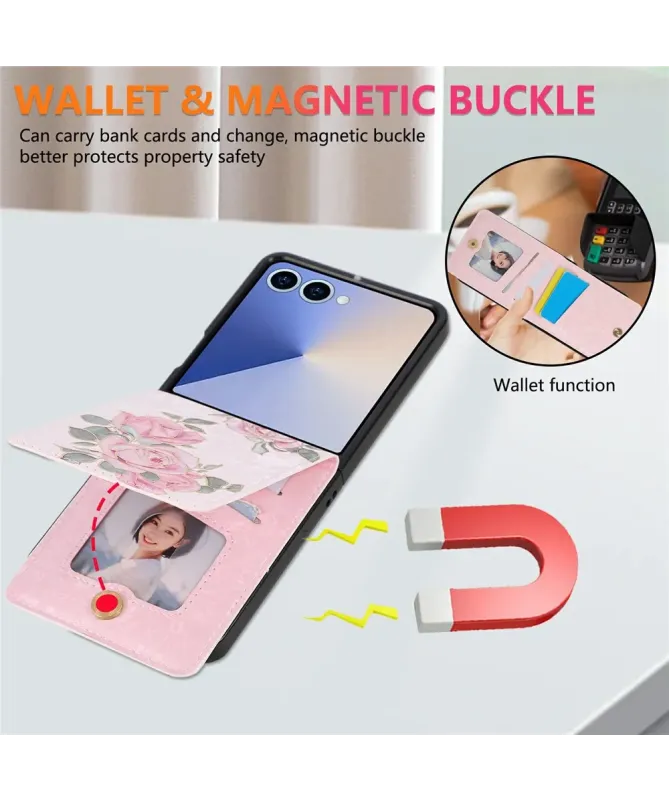 Housse Samsung Galaxy Z Flip 7 fleurs roses