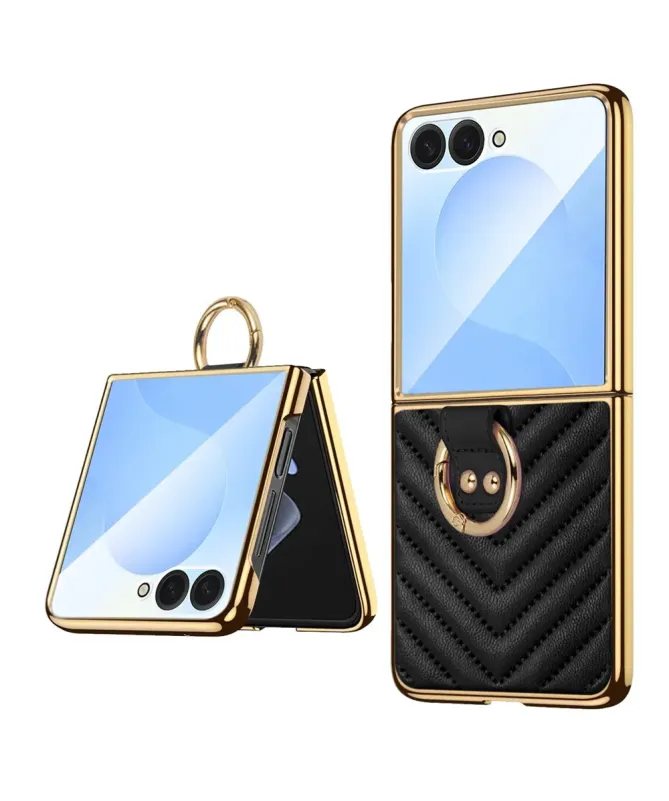 Coque Samsung Galaxy Z Flip 7 Luxe Anneau Doré