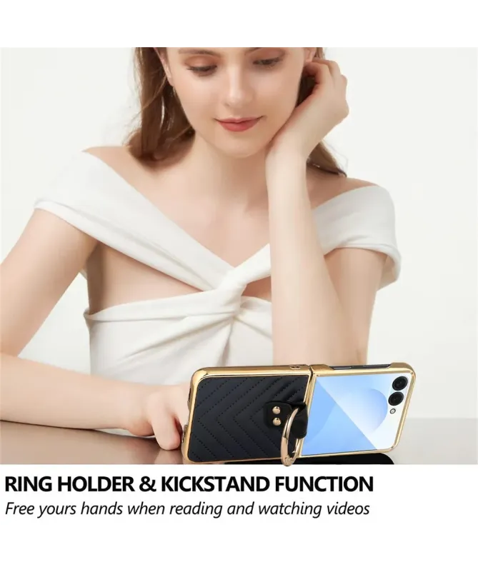 Coque Samsung Galaxy Z Flip 7 Luxe Anneau Doré
