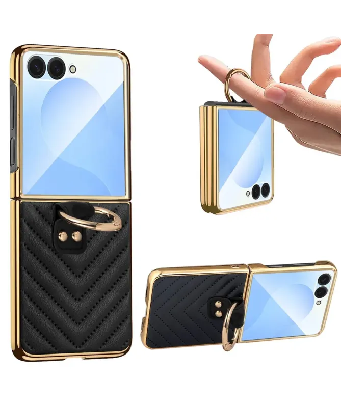 Coque Samsung Galaxy Z Flip 7 Luxe Anneau Doré