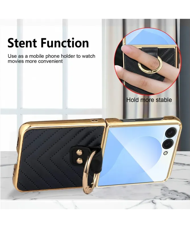 Coque Samsung Galaxy Z Flip 7 Luxe Anneau Doré