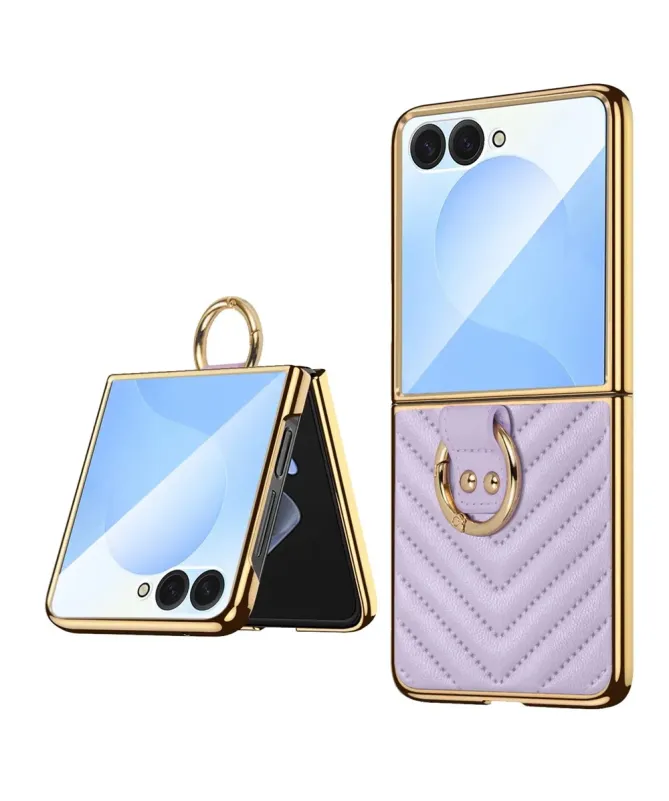 Coque Samsung Galaxy Z Flip 7 Luxe Anneau Doré