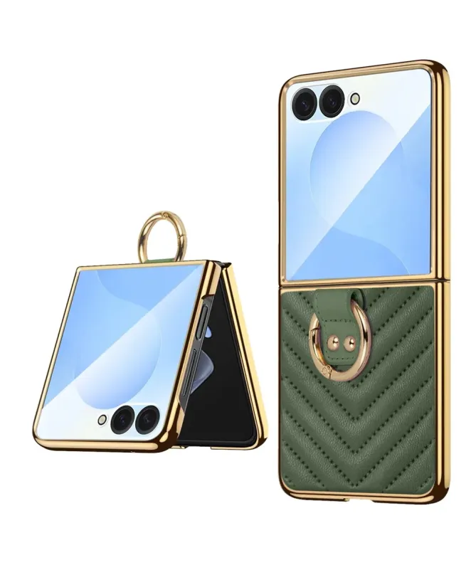 Coque Samsung Galaxy Z Flip 7 Luxe Anneau Doré