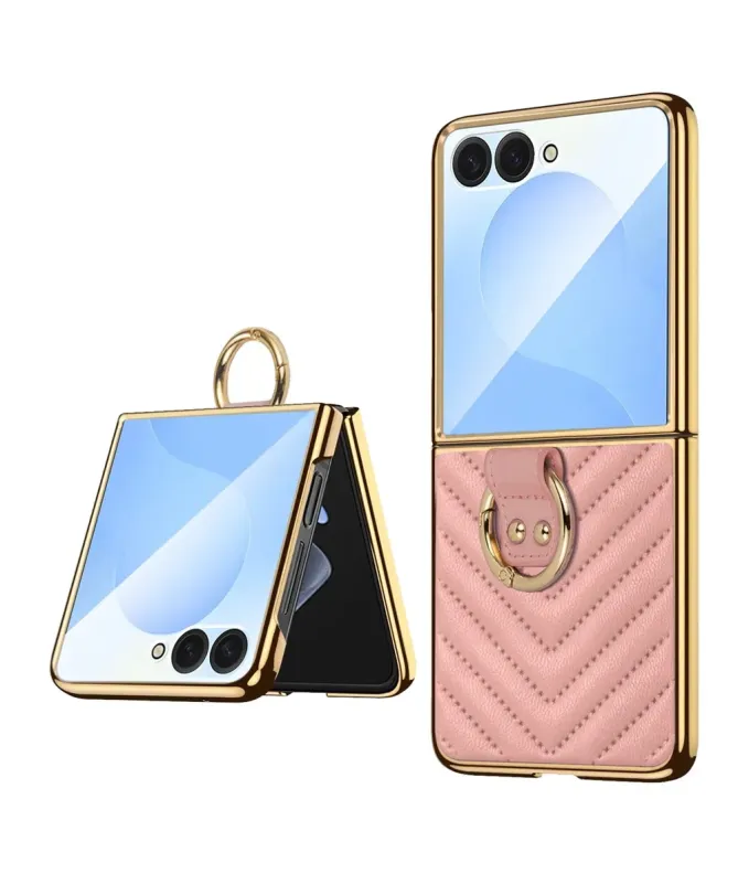Coque Samsung Galaxy Z Flip 7 Luxe Anneau Doré