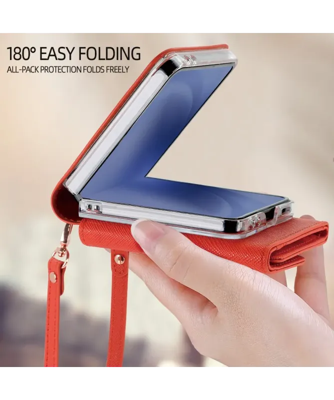 Housse Sacoche Samsung Galaxy Z Flip 7 Portefeuille Lanière