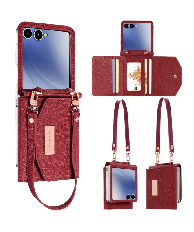 Housse Sacoche Samsung Galaxy Z Flip 7 Portefeuille Lanière