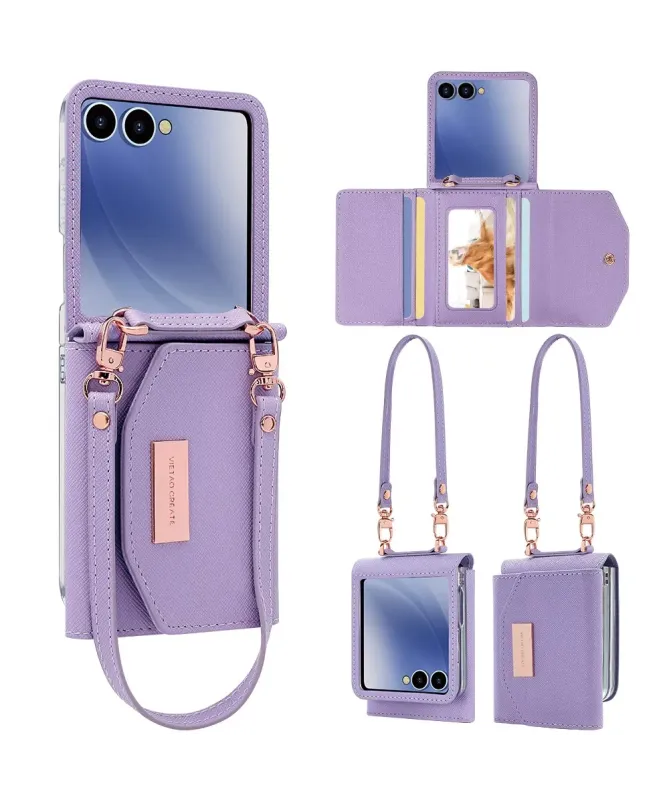 Housse Sacoche Samsung Galaxy Z Flip 7 Portefeuille Lanière