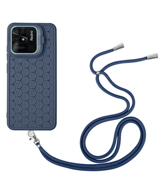 Coque Xiaomi Redmi 10C nid d'abeille avec cordon et support