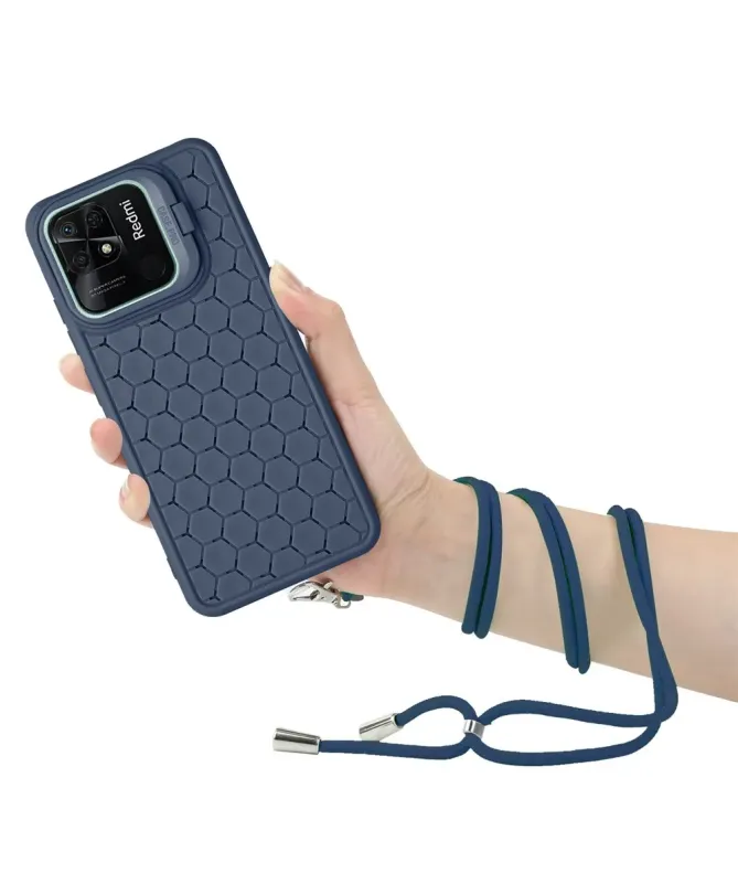 Coque Xiaomi Redmi 10C nid d'abeille avec cordon et support
