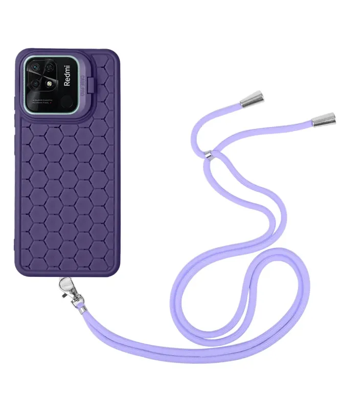 Coque Xiaomi Redmi 10C nid d'abeille avec cordon et support