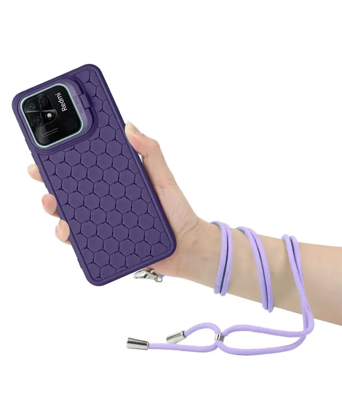 Coque Xiaomi Redmi 10C nid d'abeille avec cordon et support
