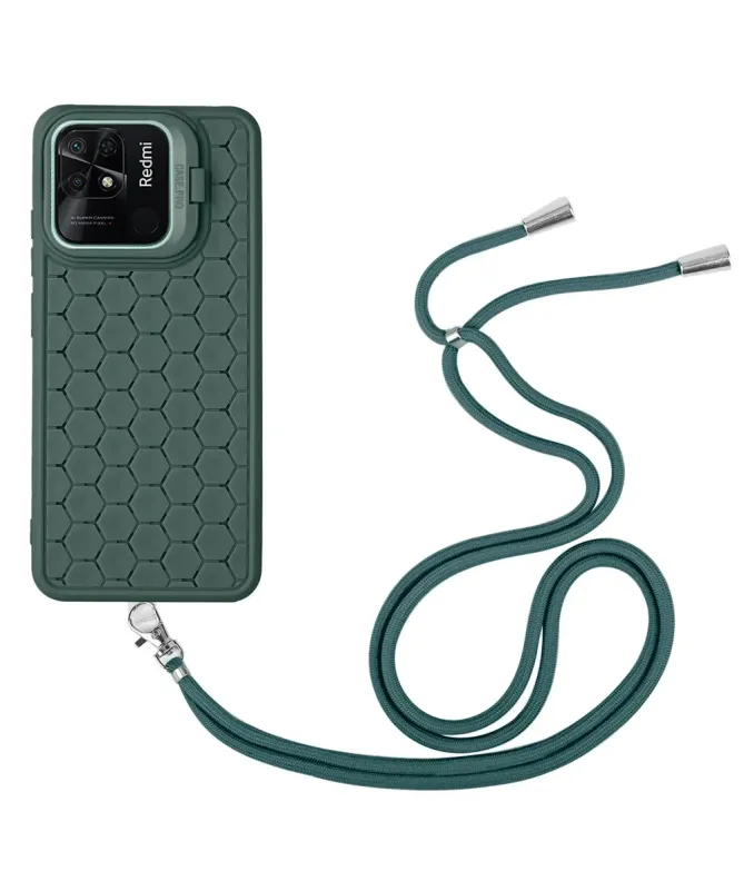 Coque Xiaomi Redmi 10C nid d'abeille avec cordon et support