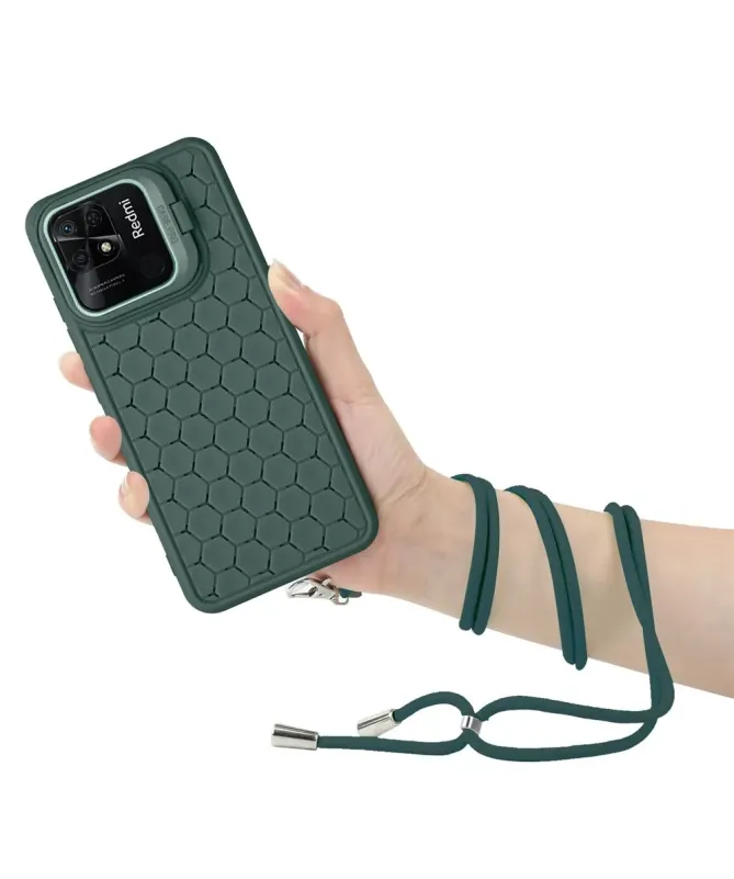Coque Xiaomi Redmi 10C nid d'abeille avec cordon et support