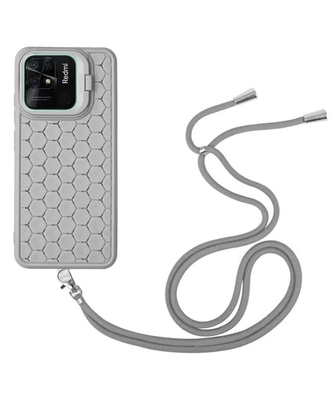 Coque Xiaomi Redmi 10C nid d'abeille avec cordon et support