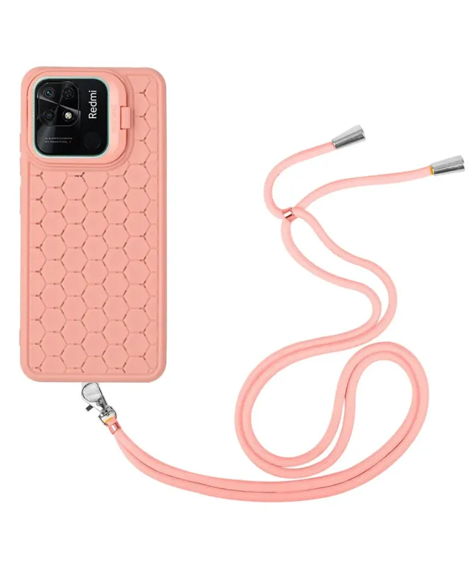 Coque Xiaomi Redmi 10C nid d'abeille avec cordon et support