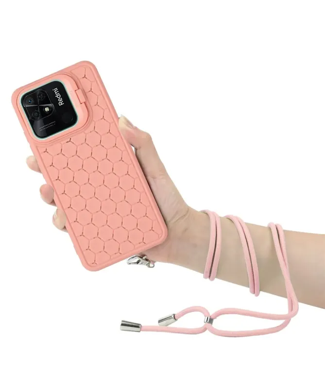 Coque Xiaomi Redmi 10C nid d'abeille avec cordon et support