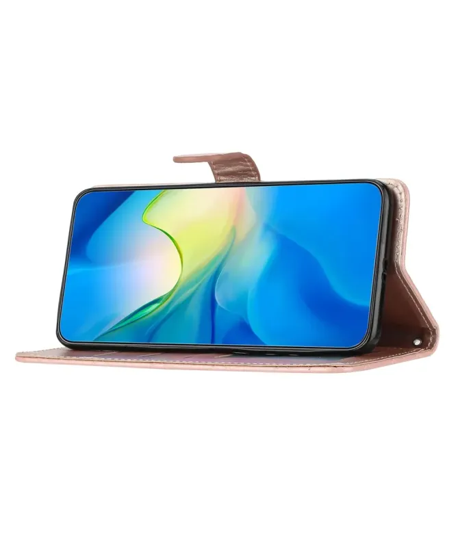 Housse Xiaomi Redmi 10C matelassée portefeuille avec lanière