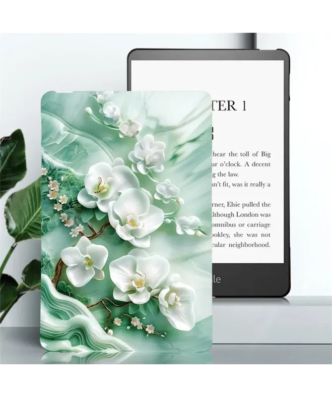 Coque Kindle Paperwhite (2024) Orchidées Blanches